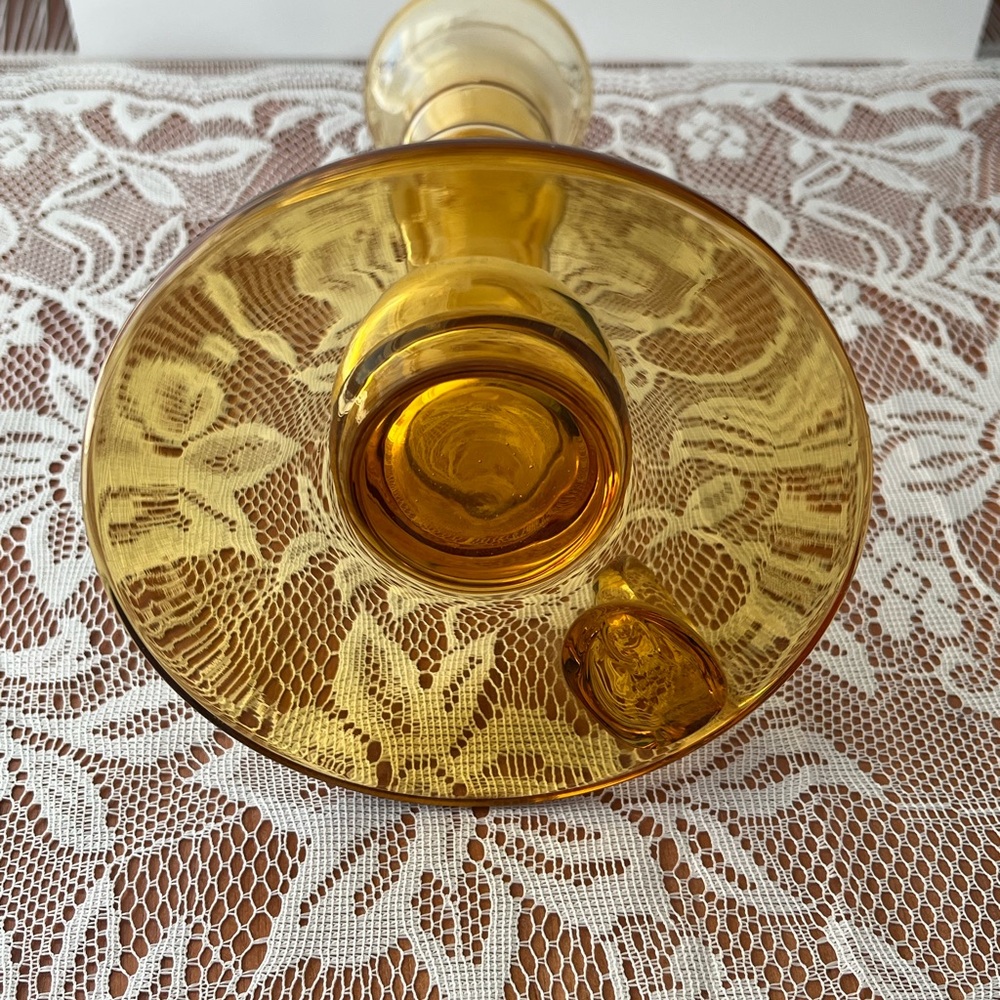 Vintage Amber-Coloured Glass  Chamberstick Candle Holder MCM 
Retro Decor - Picture 3 of 6